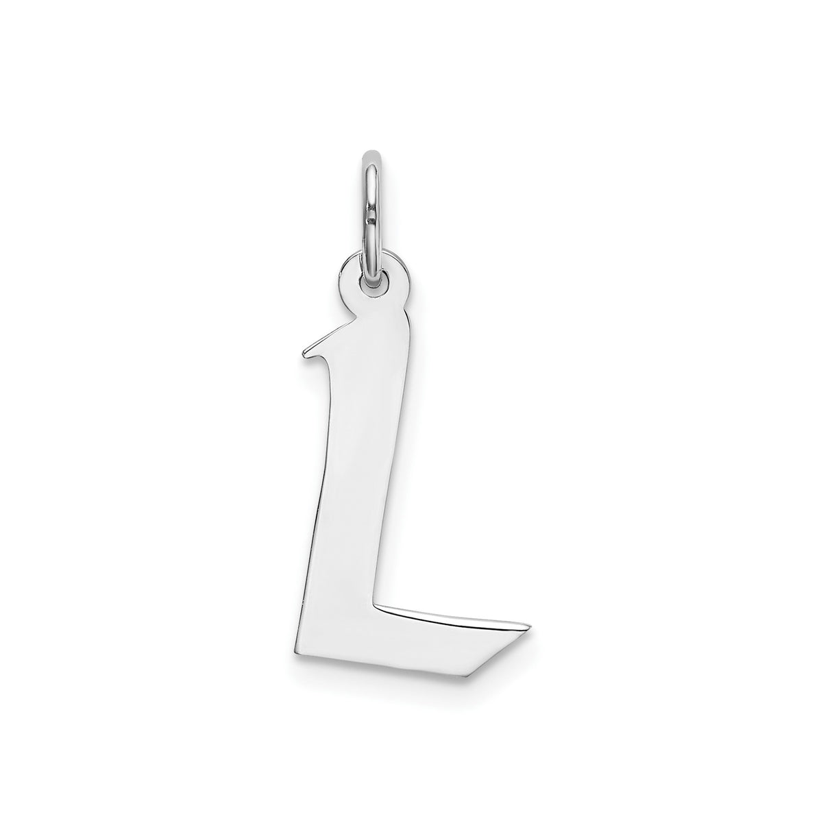 Sterling Silver Letter L Pendant Charm, Polished Block Initial Design for Women or Unisex Use
