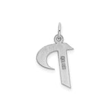 Sterling Silver Letter P Pendant Charm with Modern Script Design, Polished Finish