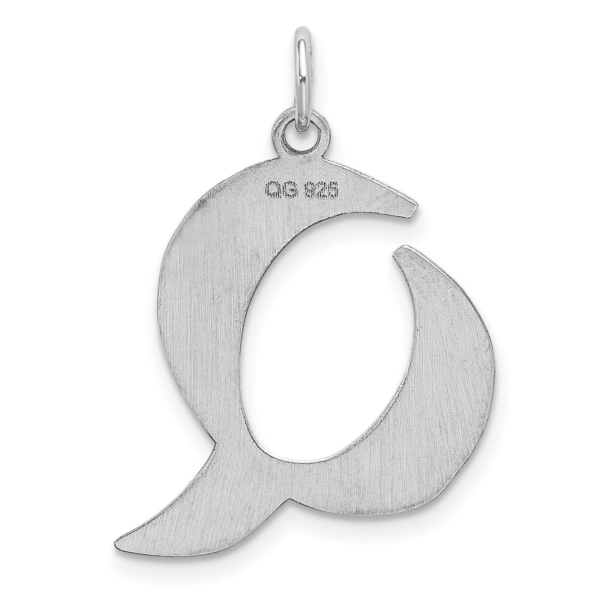 Sterling Silver Letter Q Pendant, Polished Block Initial Charm for Women or Unisex Wear