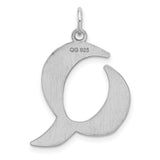 Sterling Silver Letter Q Pendant, Polished Block Initial Charm for Women or Unisex Wear