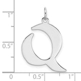 Sterling Silver Letter Q Pendant, Polished Block Initial Charm for Women or Unisex Wear