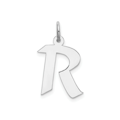 Sterling Silver Letter R Pendant with Bold Block Font Design, Unisex Charm
