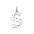 Sterling Silver Letter S Pendant Charm, Block Font Initial Jewelry for Women or Unisex