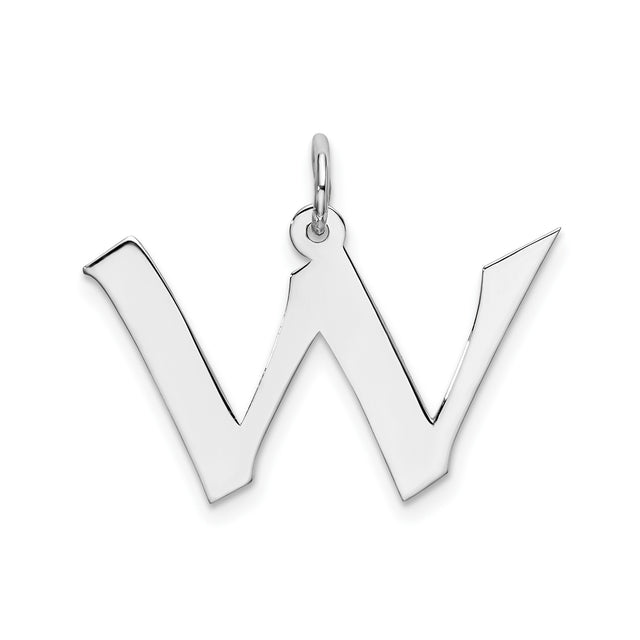 Sterling Silver Initial W Pendant Charm, Block Letter Design, Unisex Jewelry Accessory