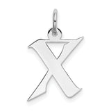Artisan Block Letter X Initial Charm Pendant in Real 925 Sterling Silver