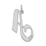 Sterling Silver Initial Pendant, Script Letter A Charm in Polished Cursive Design