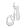 Sterling Silver Initial Pendant, Script Letter A Charm in Polished Cursive Design