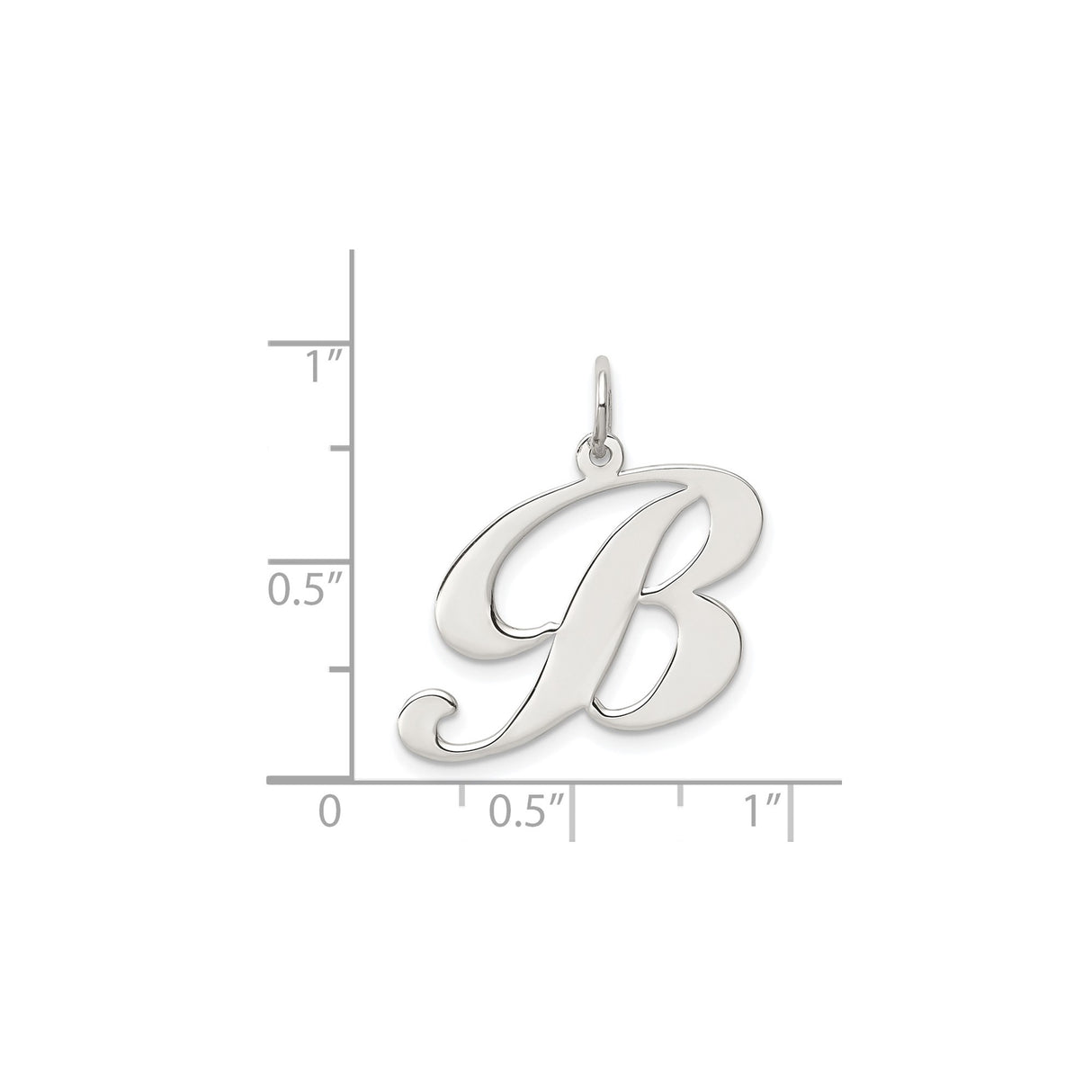 Sterling Silver Initial B Pendant, Script Letter Charm, Minimalist Monogram Jewelry for Women or Unisex
