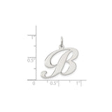 Sterling Silver Initial B Pendant, Script Letter Charm, Minimalist Monogram Jewelry for Women or Unisex