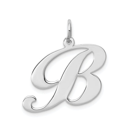 Sterling Silver Initial B Pendant, Script Letter Charm, Minimalist Monogram Jewelry for Women or Unisex