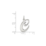 Sterling Silver Script Initial C Pendant Charm, Polished Cursive Letter Jewelry for Women or Unisex Wear