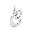 Sterling Silver Script Initial C Pendant Charm, Polished Cursive Letter Jewelry for Women or Unisex Wear