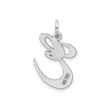 Sterling Silver Initial E Pendant Charm, Polished Script Letter Design for Women