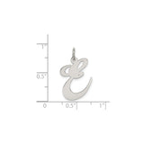 Sterling Silver Initial E Pendant Charm, Polished Script Letter Design for Women
