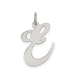 Sterling Silver Initial E Pendant Charm, Polished Script Letter Design for Women