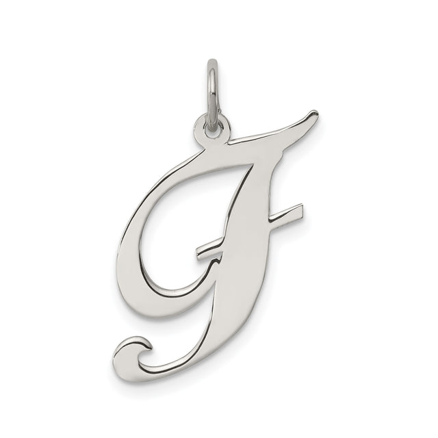 Sterling Silver Initial J Pendant, Script Letter Charm for Women or Unisex Wear