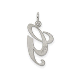 Sterling Silver Script Initial G Pendant, Polished Cursive Letter Charm, Unisex Monogram Jewelry