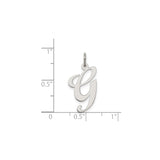 Sterling Silver Script Initial G Pendant, Polished Cursive Letter Charm, Unisex Monogram Jewelry