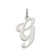Sterling Silver Script Initial G Pendant, Polished Cursive Letter Charm, Unisex Monogram Jewelry