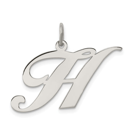 Sterling Silver Script Initial H Pendant, Cursive Letter Charm for Women