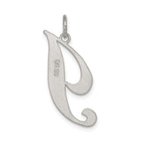 Sterling Silver Letter J Pendant, Script Initial Charm, Polished Alphabet Jewelry for Women or Unisex