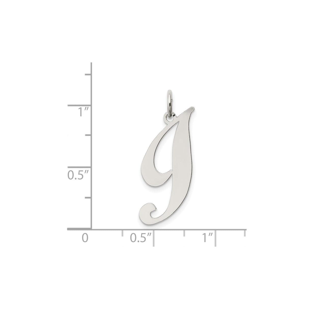 Sterling Silver Letter J Pendant, Script Initial Charm, Polished Alphabet Jewelry for Women or Unisex