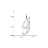 Sterling Silver Letter J Pendant, Script Initial Charm, Polished Alphabet Jewelry for Women or Unisex