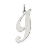 Sterling Silver Letter J Pendant, Script Initial Charm, Polished Alphabet Jewelry for Women or Unisex