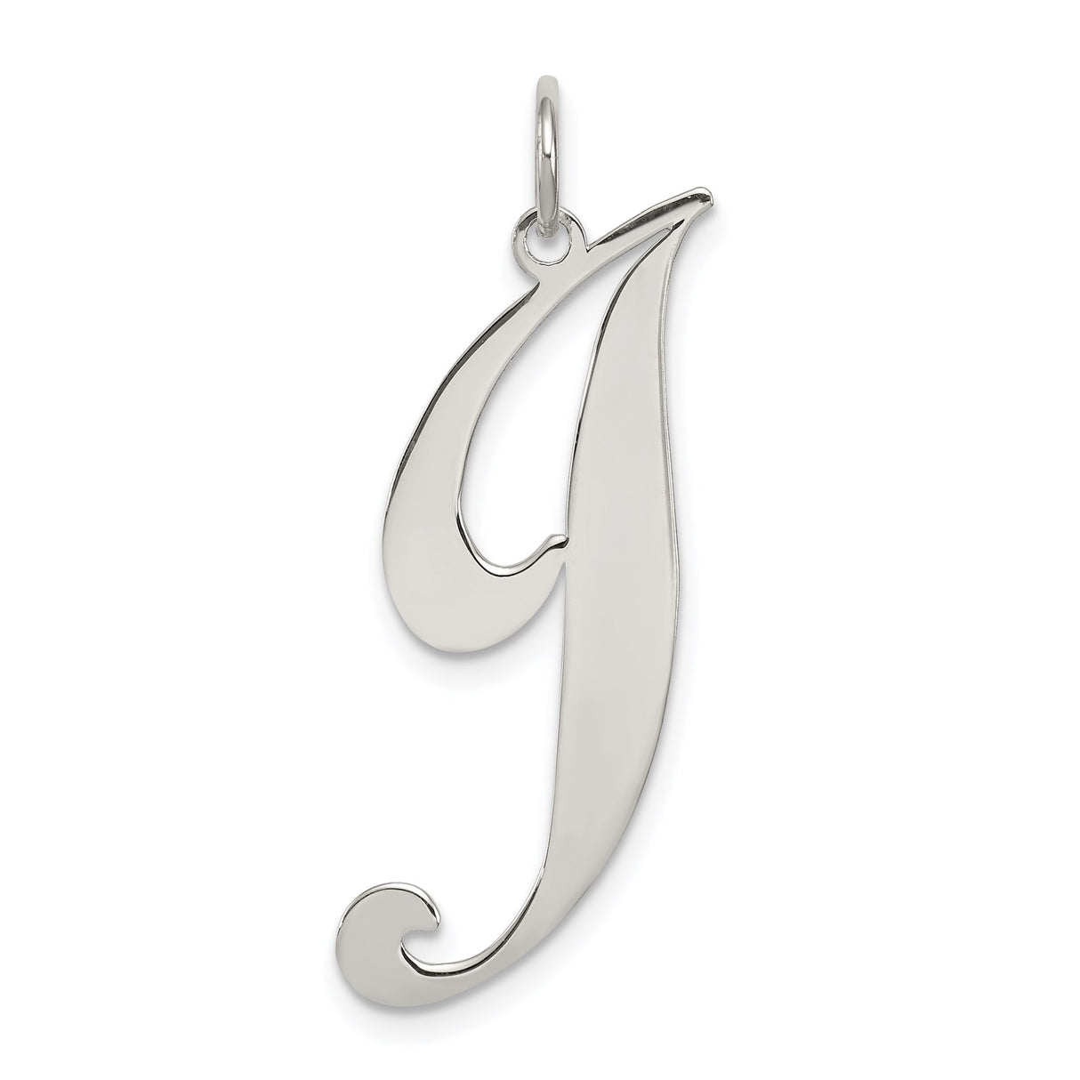 Sterling Silver Letter J Pendant, Script Initial Charm, Minimalist Monogram Jewelry for Women