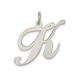 Sterling Silver Script Letter K Pendant, Cursive Initial Charm for Women and Unisex Wear