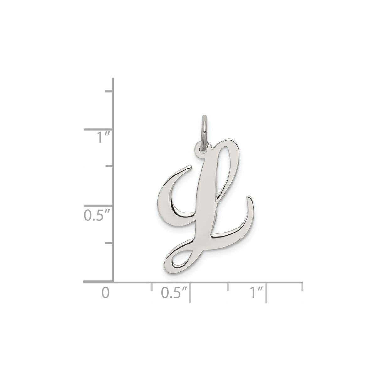 Sterling Silver Initial Pendant, Script Letter L Charm in Cursive Font for Women