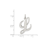 Sterling Silver Initial Pendant, Script Letter L Charm in Cursive Font for Women