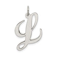 Sterling Silver Initial Pendant, Script Letter L Charm in Cursive Font for Women