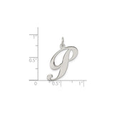 Sterling Silver Initial P Pendant Charm, Script Letter Monogram Jewelry for Women and Unisex Wear