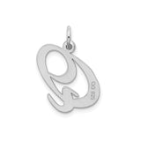 Sterling Silver Script Letter Q Pendant, Polished Initial Charm for Women or Unisex Wear