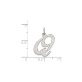 Sterling Silver Script Letter Q Pendant, Polished Initial Charm for Women or Unisex Wear