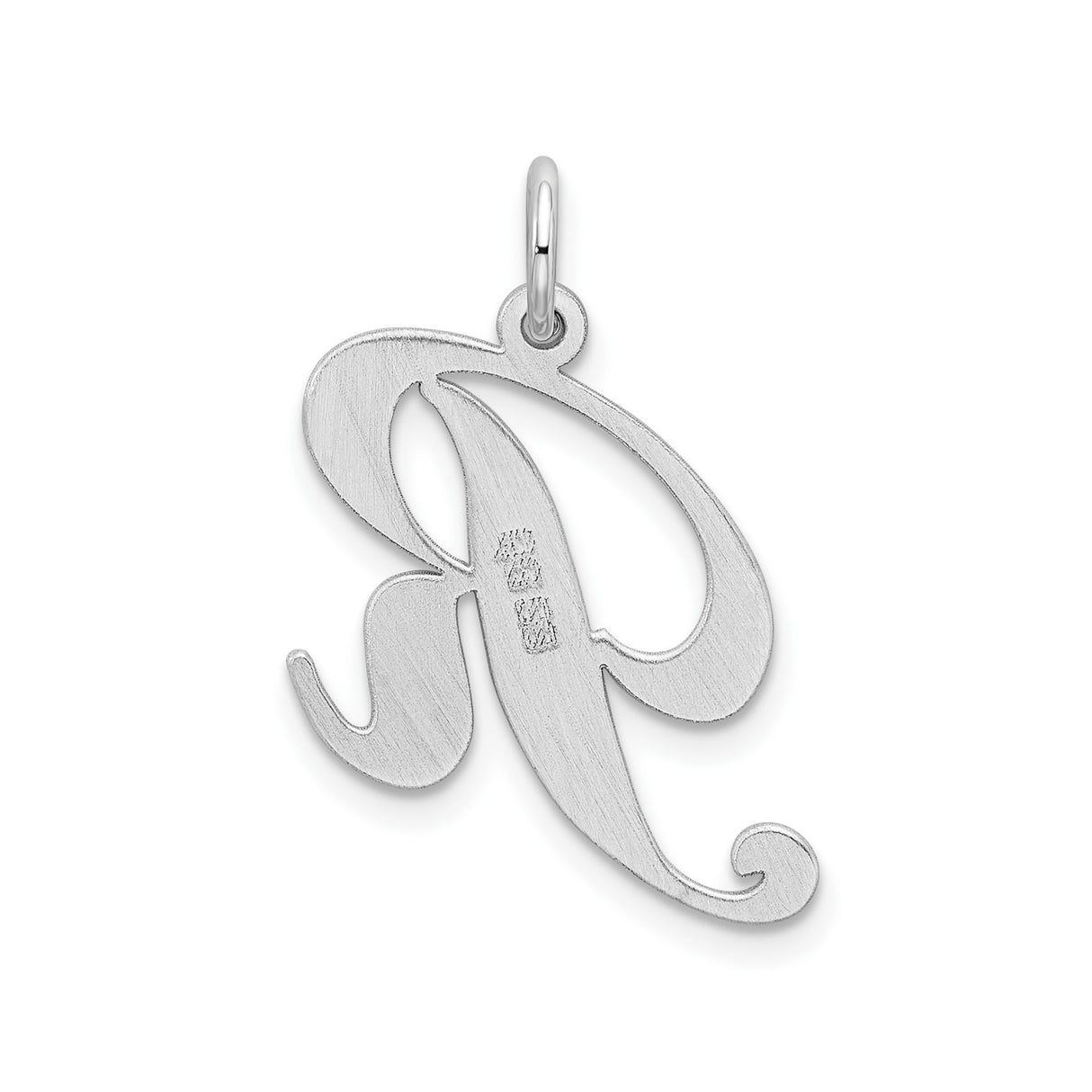 Sterling Silver Letter R Pendant, Script Alphabet Charm in Cursive Monogram Style