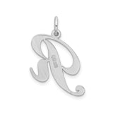 Sterling Silver Letter R Pendant, Script Alphabet Charm in Cursive Monogram Style