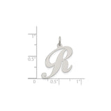 Sterling Silver Letter R Pendant, Script Alphabet Charm in Cursive Monogram Style