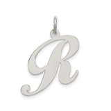 Sterling Silver Letter R Pendant, Script Alphabet Charm in Cursive Monogram Style