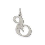 Sterling Silver Letter S Pendant Charm with Polished Cursive Design for Women