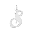 Sterling Silver Letter S Pendant Charm with Polished Cursive Design for Women