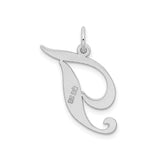 Sterling Silver Script Initial J Pendant, Polished Cursive Letter Charm for Women