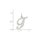 Sterling Silver Script Initial J Pendant, Polished Cursive Letter Charm for Women