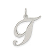 Sterling Silver Script Initial J Pendant, Polished Cursive Letter Charm for Women