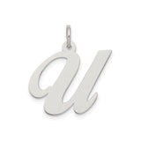 Sterling Silver Initial U Pendant, Script Letter Charm, Minimalist Monogram Jewelry for Women