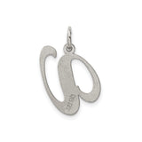 Sterling Silver Initial W Pendant, Polished Script Letter Monogram Charm for Women