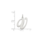 Sterling Silver Initial W Pendant, Polished Script Letter Monogram Charm for Women