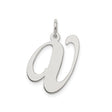 Sterling Silver Initial W Pendant, Polished Script Letter Monogram Charm for Women