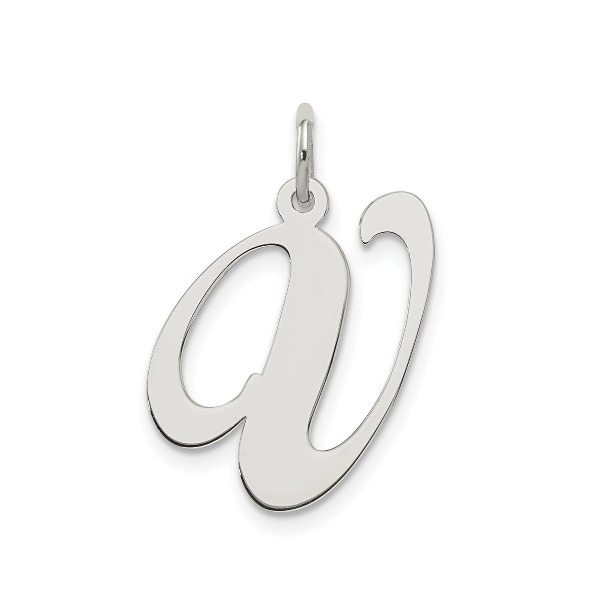Sterling Silver Initial W Pendant, Polished Script Letter Monogram Charm for Women